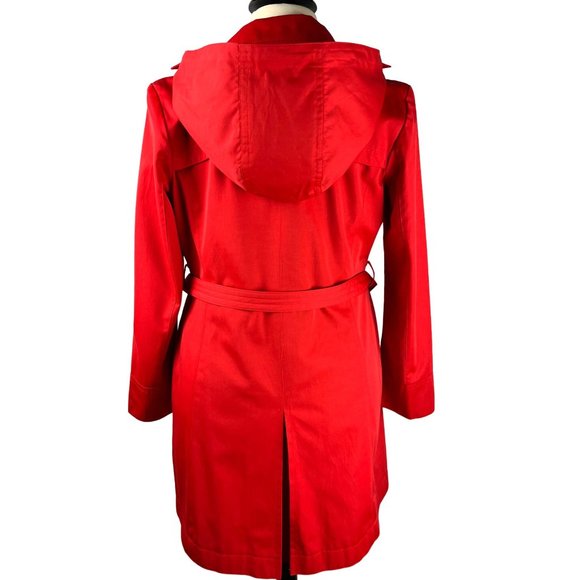 Michael, Michael Kors Red Hooded Trench Jacket, Women's Size Medium - Picture 5 of 16